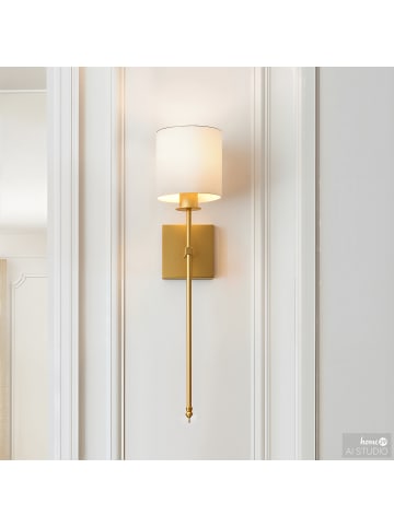 home24 Wandleuchte ESTE mit Akku-Leuchtmittel in Weiß / Messing