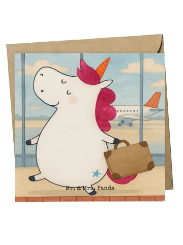Mr. & Mrs. Panda Grußkarte Einhorn Koffer Design ohne Spruch in Weiß