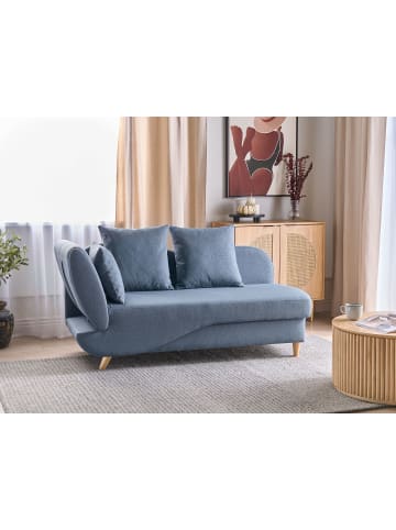 Beliani Chaiselongue MERI in Blau/Braun - (W) 155 x (H) 76 x (L) 69 cm linksseitig