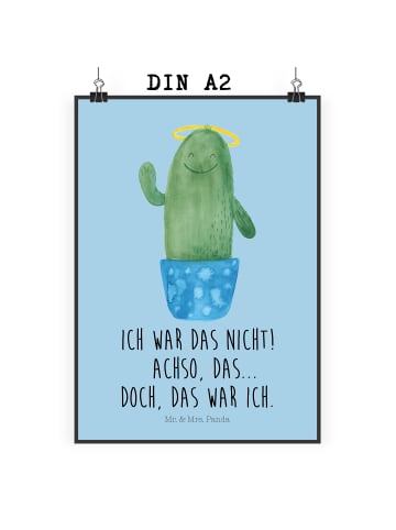 Mr. & Mrs. Panda Bild Kaktus Heilig mit Spruch in Blau Pastell