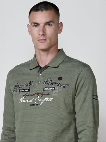 KOROSHI Langärmeliges Poloshirt in khaki