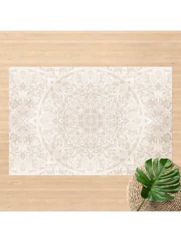 WALLART Vinyl-Teppich - Mandala Aquarell Muster Ornament beige in Creme-Beige