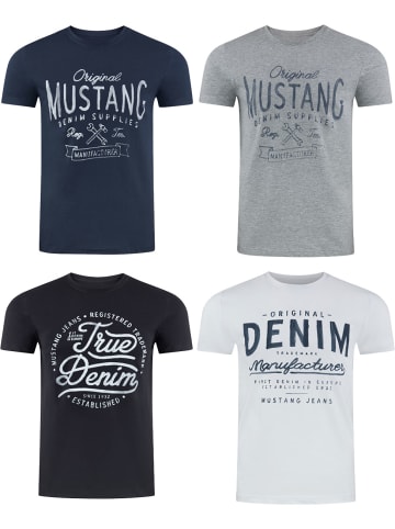Mustang T-Shirt 4er Pack Mustang Herren T-Shirt in Mehrfarbig