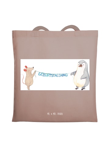 Mr. & Mrs. Panda Uni Tasche Maus Pinguin Geburtstag ohne Spruch in Braun Pastell