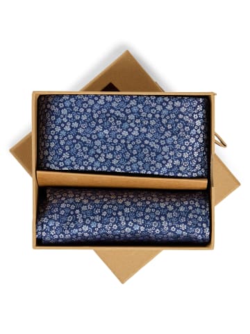 Finshley & Harding London Krawatte und Einstecktuch in indigo rosa - 0001