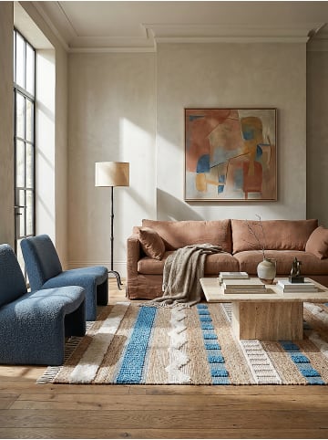 KADIMA DESIGN Naturfaser-Teppich Handgewebt WHARFE Boho Gestreift Wohnlich in Natur-Blau