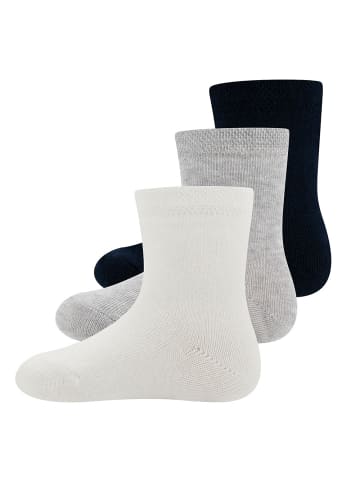 ewers 3er-Set Socken GOTS Uni in marine - latte - grau