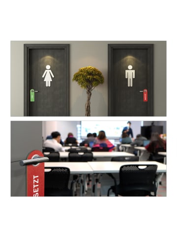 relaxdays 12 x Türschild "Besetzt Frei" in Rot/ Grün