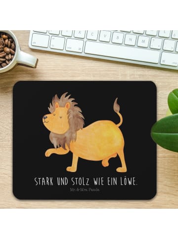 Mr. & Mrs. Panda Mauspad Sternzeichen Löwe mit Spruch in Schwarz