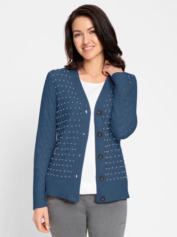WITT WEIDEN Ajourstrickjacke in rauchblau-meliert