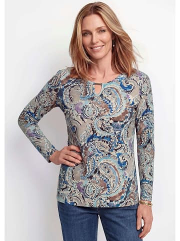 GOLDNER Paisleyshirt mit Schmuckdetail in camel / hellblau / gemustert