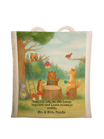 Mr. & Mrs. Panda Tragetasche Waldtiere Picknick Design mit Spruch in Weiß