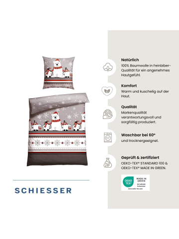 Schiesser Feinbiber-Bettwäsche-Set Dida in Grau