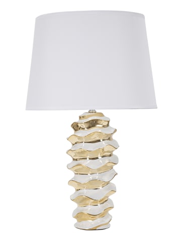 Mauro Ferretti Tischleuchte aus weißer und goldener Keramik, Ø 33 x 53 cm