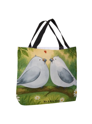 Mr. & Mrs. Panda Strandtasche Turteltauben Liebe Design ohne Spruch in Weiß