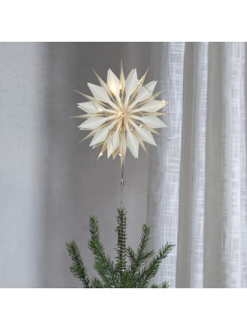 MARELIDA LED Baumspitze Papierstern Melli beleuchtet mit Timer in weiß