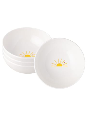 Villeroy & Boch 4er Set Müslischalen Hello Sunshine With Love in ø 16,9 cm in weiß-gelb