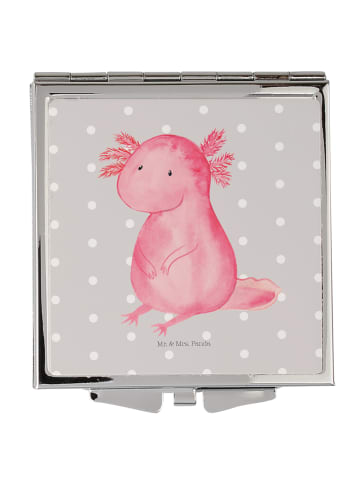 Mr. & Mrs. Panda Handtaschenspiegel quadratisch Axolotl Niedlich... in Grau Pastell