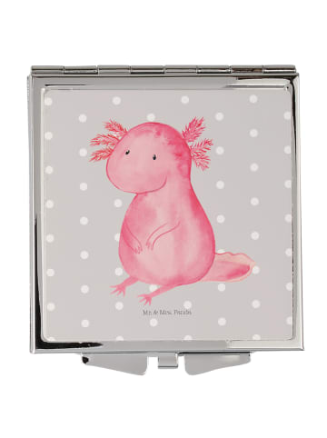 Mr. & Mrs. Panda Handtaschenspiegel quadratisch Axolotl null ohn... in Grau Pastell