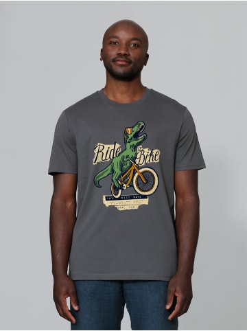 wat? Apparel T-Shirt T-Rex Fahrrad in Grau