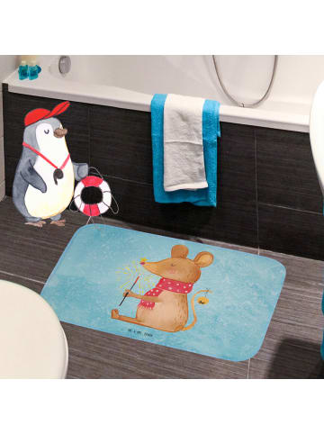 Mr. & Mrs. Panda Badematte Maus Weihnachten ohne Spruch in Eisblau