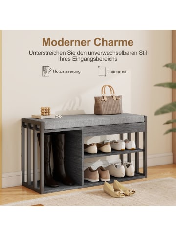 HOMCOM Schuhbank in Grau 86L x 30B x 45,4H cm