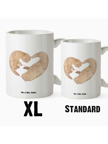 Mr. & Mrs. Panda tasse mit henkel Otter Herz ohne Spruch in Weiß