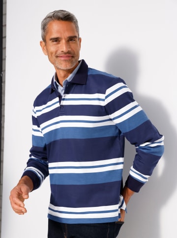 Sieh an! Sweatshirt in marine-jeansblau-geringelt