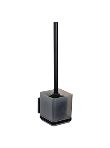 Wenko Quadratischer WC-Bürstenbehälter QUADRO in Schwarz, 12,5 x 37 x 9,5 cm