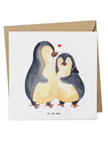 Mr. & Mrs. Panda Einladungskarte Pinguine Einschlafen ohne Spruch in Weiß