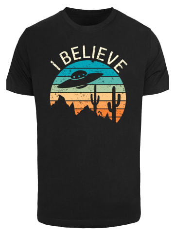 F4NT4STIC T-Shirt I Believe UFO Alien Sonnenuntergang in schwarz