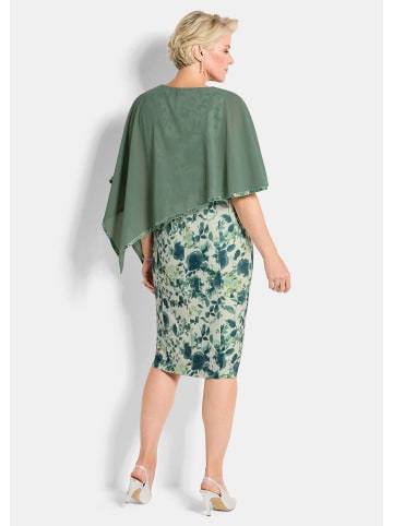 GOLDNER Cocktailkleid mit Chiffonüberwurf in salbei / weiß / geblümt