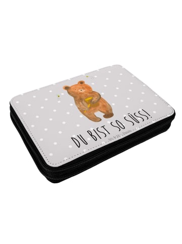 Mr. & Mrs. Panda Federmäppchen Bär Honig mit Spruch in Grau Pastell