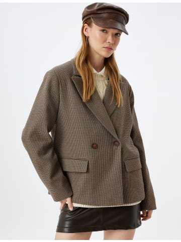 KOTON Blazer in Braun Karomuster