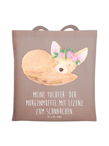 Mr. & Mrs. Panda Einkaufstasche Tochter Morgenmuffel mit Spruch in Braun Pastell