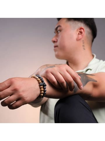 Adeliás Unisex Anhänger – Totenkopfanhänger aus Edelstahl mit Obsidian in braun