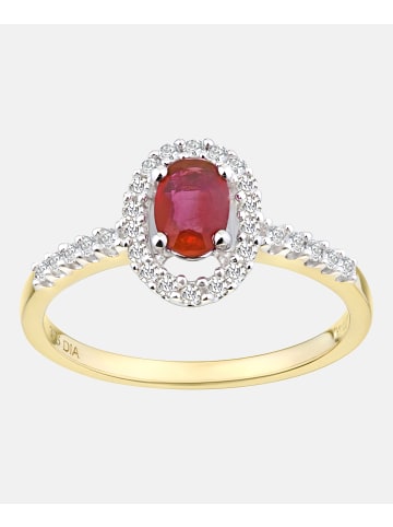 Diamant L'éternel Ring aus 375 Gelbgold mit Diamant mit Rubin