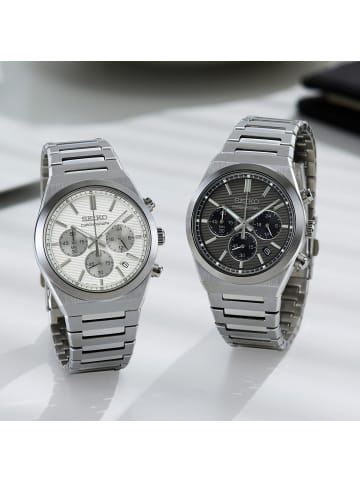 Seiko Herren-Armbanduhr Chronograph Stahl/Grau Anthrazit / Silber