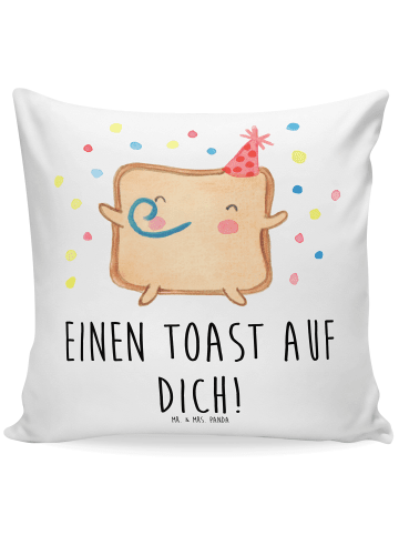 Mr. & Mrs. Panda Sofa Kissen Toast Party mit Spruch in Weiß