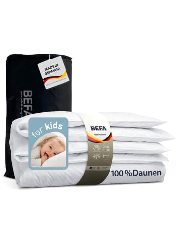 Kinderbett Set medium Decke + Kissen 100 % Daune in Weiß