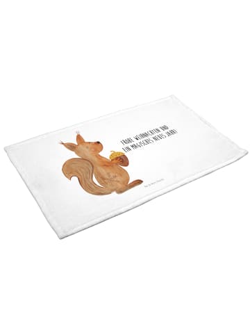 Mr. & Mrs. Panda Handtuch Eichhörnchen Weihnachtszeit mit Spruch in Weiß