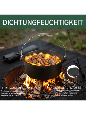 Home Nature Wohnkonzept Gusseisen Topf 4.5L Dutch Oven 4-teilig in Schwarz ⌀25 cm