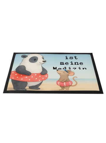 Mr. & Mrs. Panda Sauberlaufmatte Otter Schwimmen Design mit Spruch in Weiß
