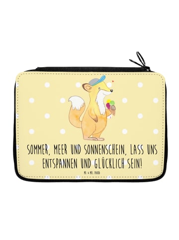 Mr. & Mrs. Panda Mäppchen Sommer Meer Strand Motiv mit Spruch in Gelb Pastell