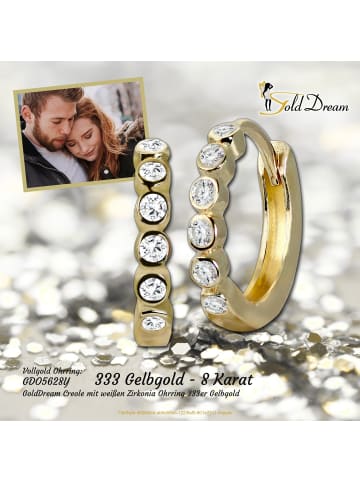 GoldDream Echtgold, 333er Gelbgold Damen Creolen Zirkonia Ohrring ca. 12mm