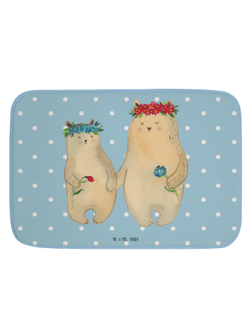 Mr. & Mrs. Panda Badematte Bären mit Blumenkranz ohne Spruch in Blau Pastell
