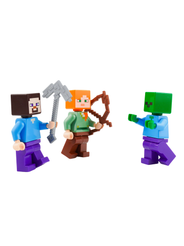 LEGO Minecraft Minifiguren Steve Alex Zombie 3x Figuren - ab 3 Jahren in multicolored