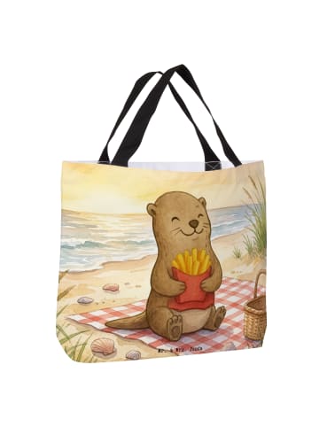 Mr. & Mrs. Panda Tote Bag Otter Pommes Design ohne Spruch in Weiß