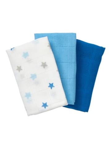 Bornino 3er-Pack Mulltücher 30x30 cm Sterne in Blau