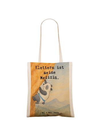 Mr. & Mrs. Panda Shopping Tasche Panda Klettern Design mit Spruch in Weiß